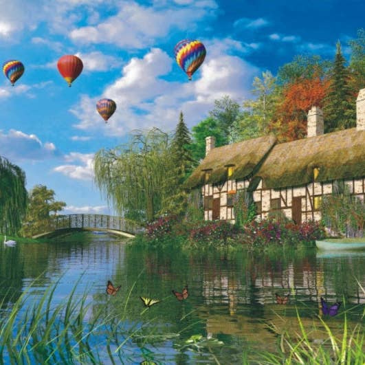 Puzzlespiel Hütte am Ufer des Flusses 1000 Teile für den Großhandel von Wuundentoy