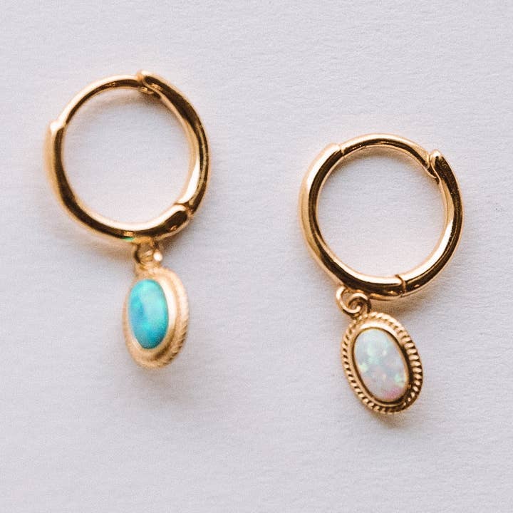 The Full Moon Opal Huggie for wholesale by Jay Nicole Designs