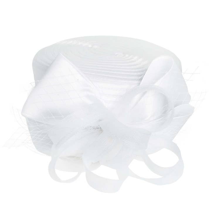 SP Sophia Collection - Wholesale Fascinator Hat - Women's - Ribbon Metallic Dressy Netted Pill Box Braid Hat