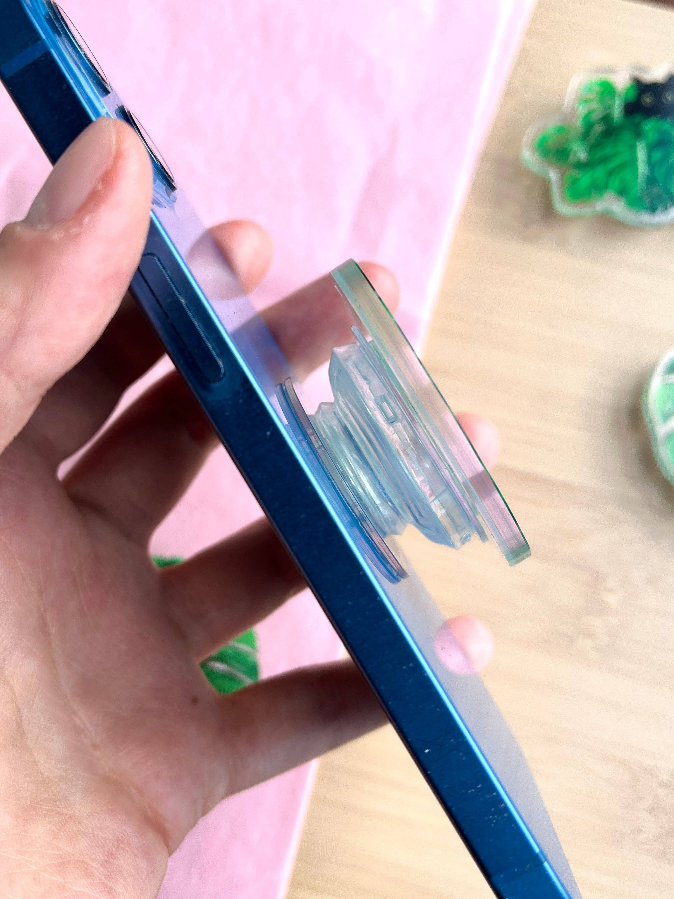 plantyintroverts - Vendita all'ingrosso Impugnatura per smartphone - Impugnatura in acrilico per cellulare con gatto e foglie di Monstera3