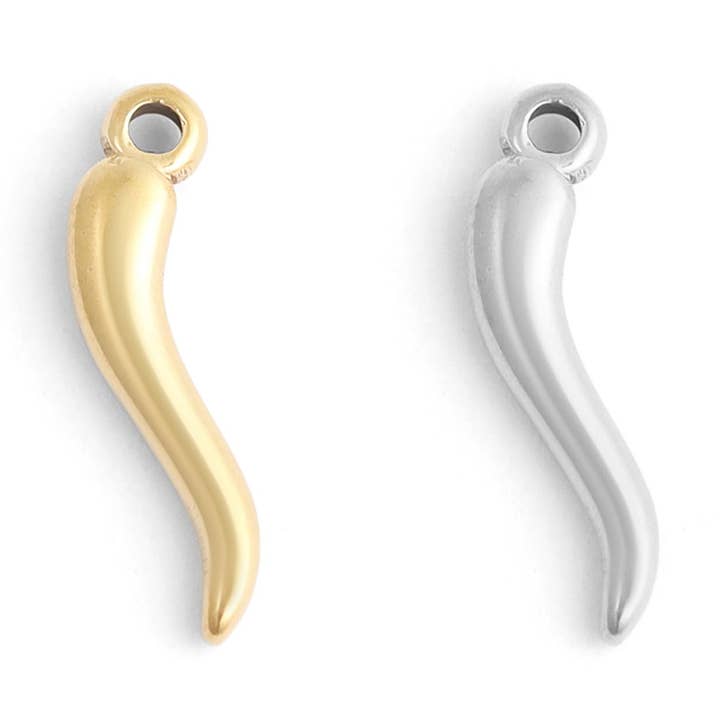WJW - Wholesale Individual charm/pendant - 18K Gold PVD Stainless Steel Italian Horn Charm2