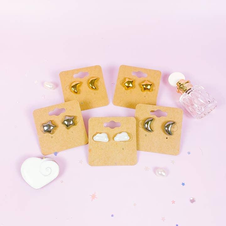 Peachpot Ceramics - Venta al por mayor Pendientes de botón/aretes de poste - Pendientes celestiales de porcelana11