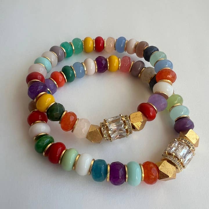 Bracelet kaléidoscope, opale arc-en-ciel et bijoux en jade pour la vente par Kelsey O’Brien Designs