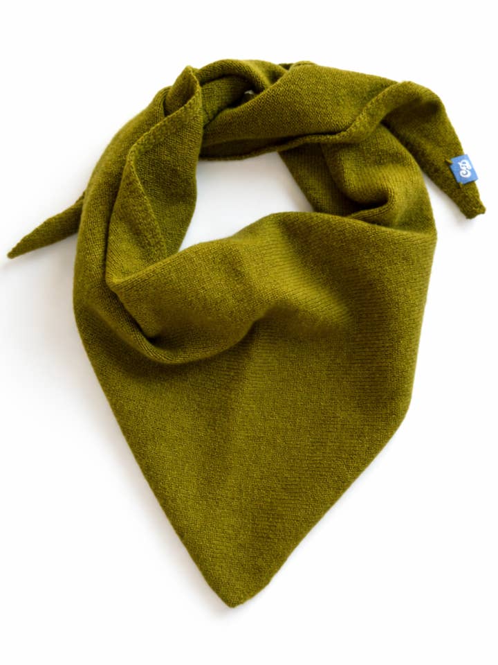 Tina Merino Cashmere Triangle Scarf in Mossy for wholesale by Chicky Dickies