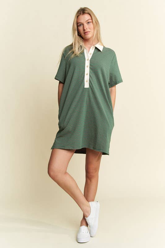 JADE BY JANE – wholesale Dress – Women's – PLUS SIZE PIN STRIPE BUTTON DOWN DRESS2