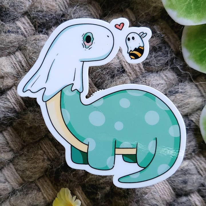 Autocollant Ghost Dino & Bee Friends, Kawaii Sticker pour la vente par Cozy Bee Creates