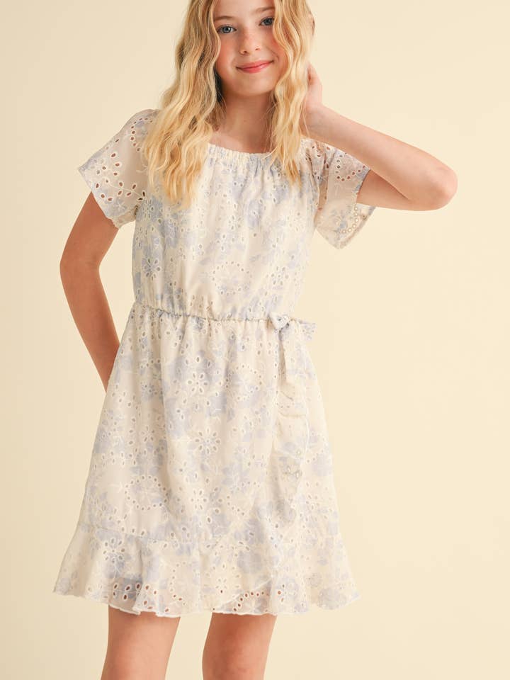 TWEEN KIDS GIRLS FAUX WRAP DRESS (7-12) for wholesale by heart and arrow