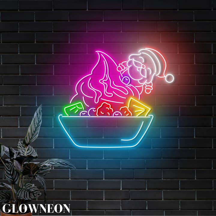 Glow Neon - Wholesale Neon Sign - Frozen Yogurt Santa Led Wall Art, Christmas Yogurt Shop Sign