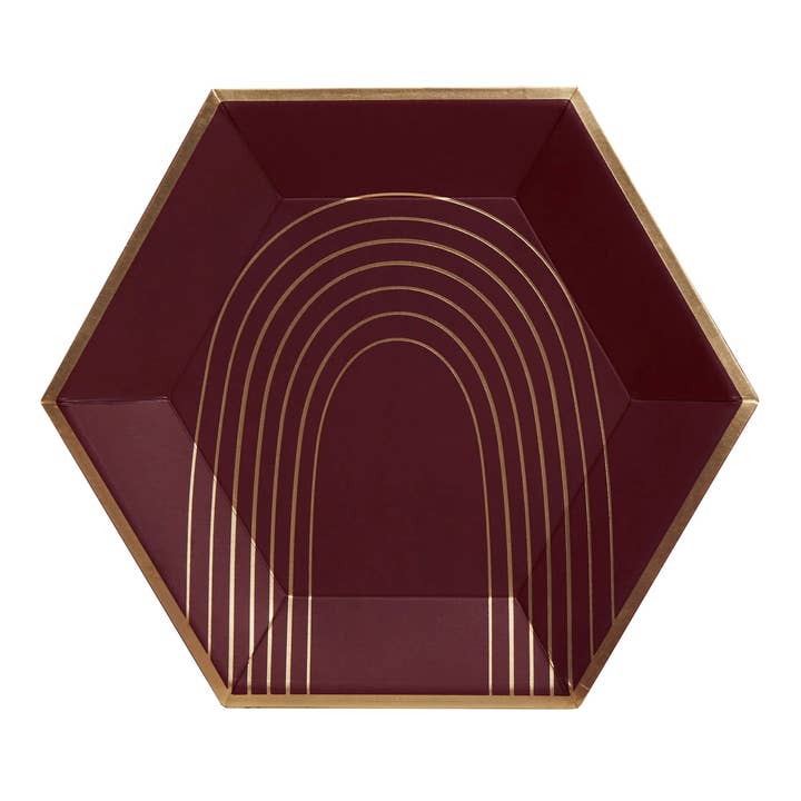 Bordeaux - Maroon Large Paper Plates for wholesale by Harlow & Grey