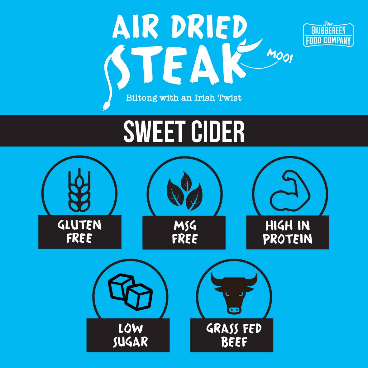 The Skibbereen Food Company - Wholesale Jerky - Luchtgedroogde biefstuk – Zoete Cider (24 x 30 g)1