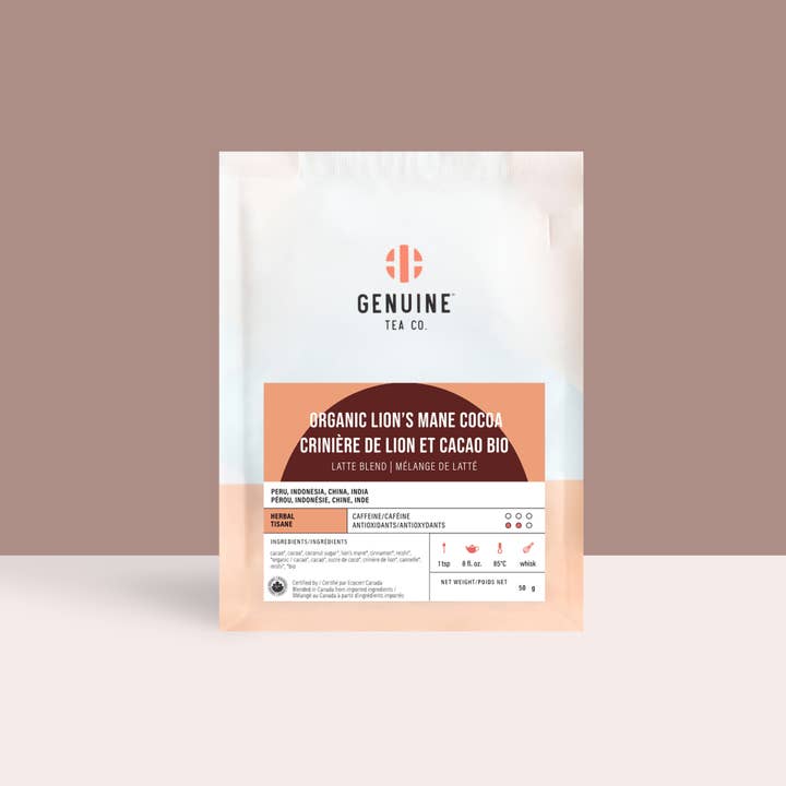Genuine Tea - Vente Boisson diététique en poudre - Microground de cacao biologique Lion's Mane - Mélange de latte1