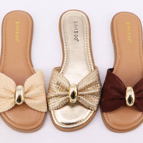 Bamboo LEAD-25X Women Ring Oranment Ruffled Band Flat Sandals-12 Pairs Pack for wholesale by Mars Sky Shoes Wholesale