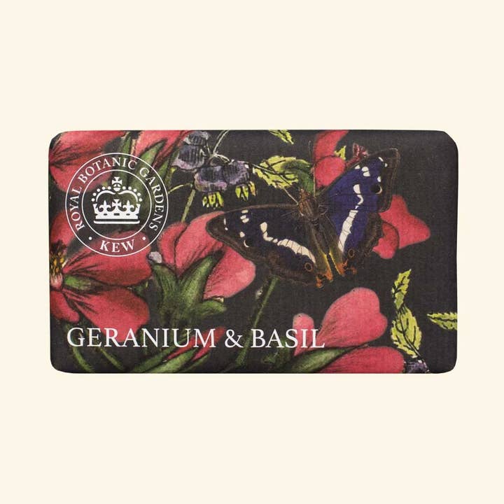 Kew Gardens Geranium and Basil Soap for wholesale by The English Soap Company