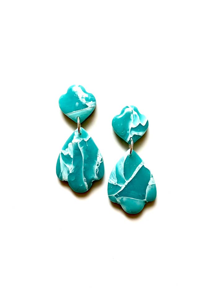 Turquoise Marbled Clay Earrings for wholesale by Clay by K