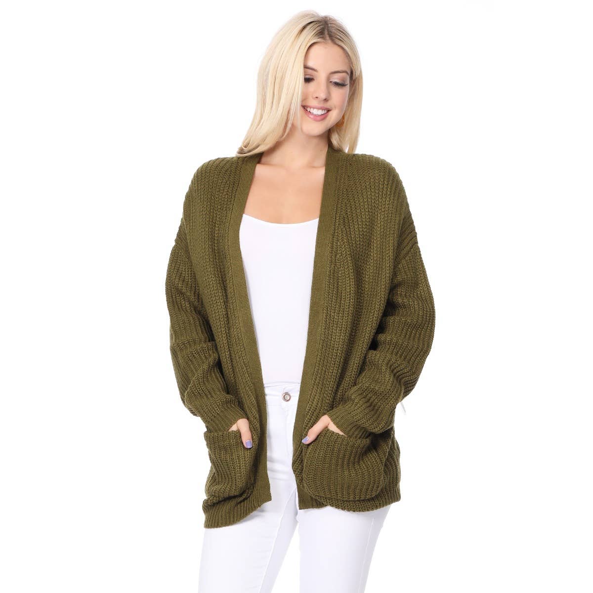 Mak – wholesale Cardigan – Women’s – Women's Waffle Knit Open Front Sweater Cardigan HK824613