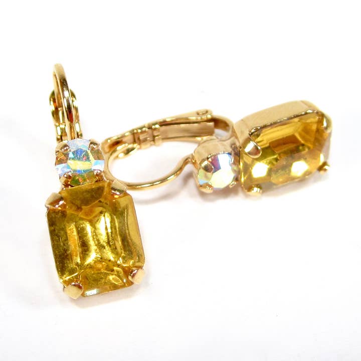 SoHo Schmuckmanufaktur - Wholesale Dangle Earrings - Yellow crystal glass earrings 1960s1