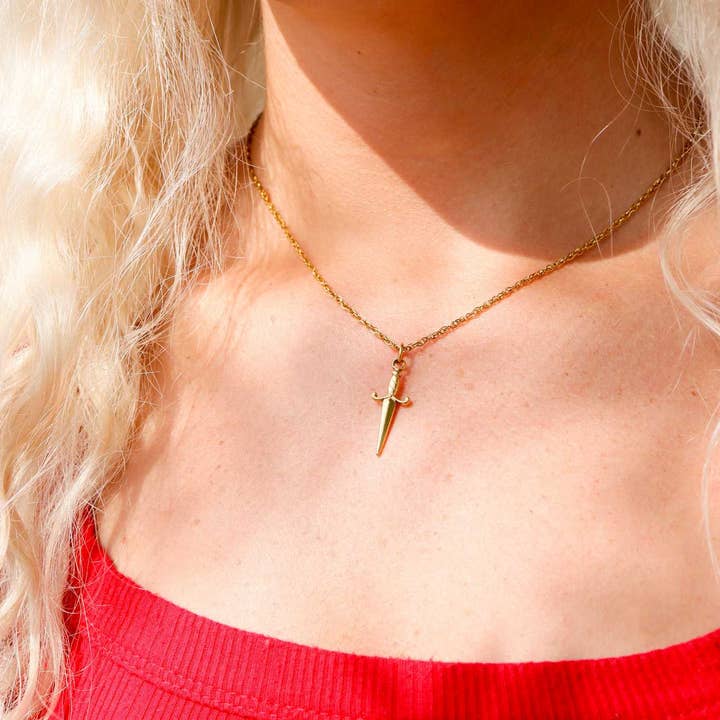 WJW - Wholesale Individual Charm/Pendant - 18K Gold PVD Stainless Steel Dagger Charm4