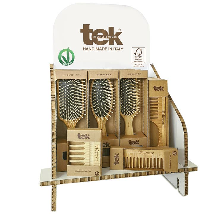 Tek Brushes – wholesale Retailer display – Beauty & wellness – Compact cardboard counter display, 30x42x54 cm, eco-friendly