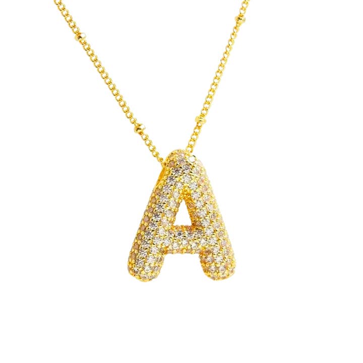 Chunky Diamond Letter Necklace - Gold for wholesale by DAYLO