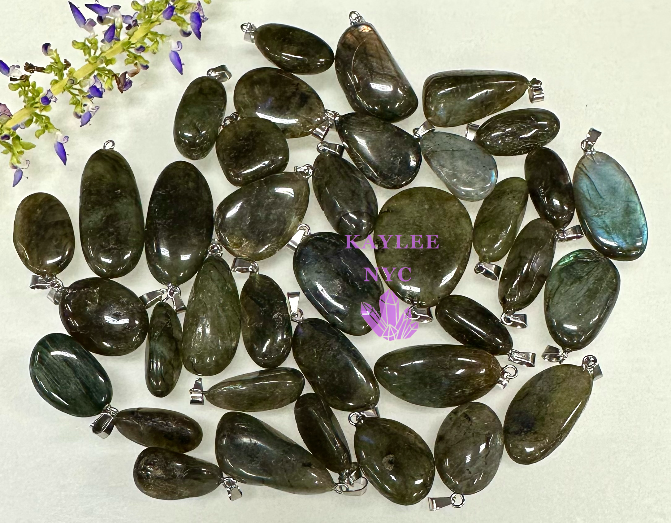 KayleeNYC - Wholesale Individual Charm/Pendant - Natural Labradorite Crystal Pendant1