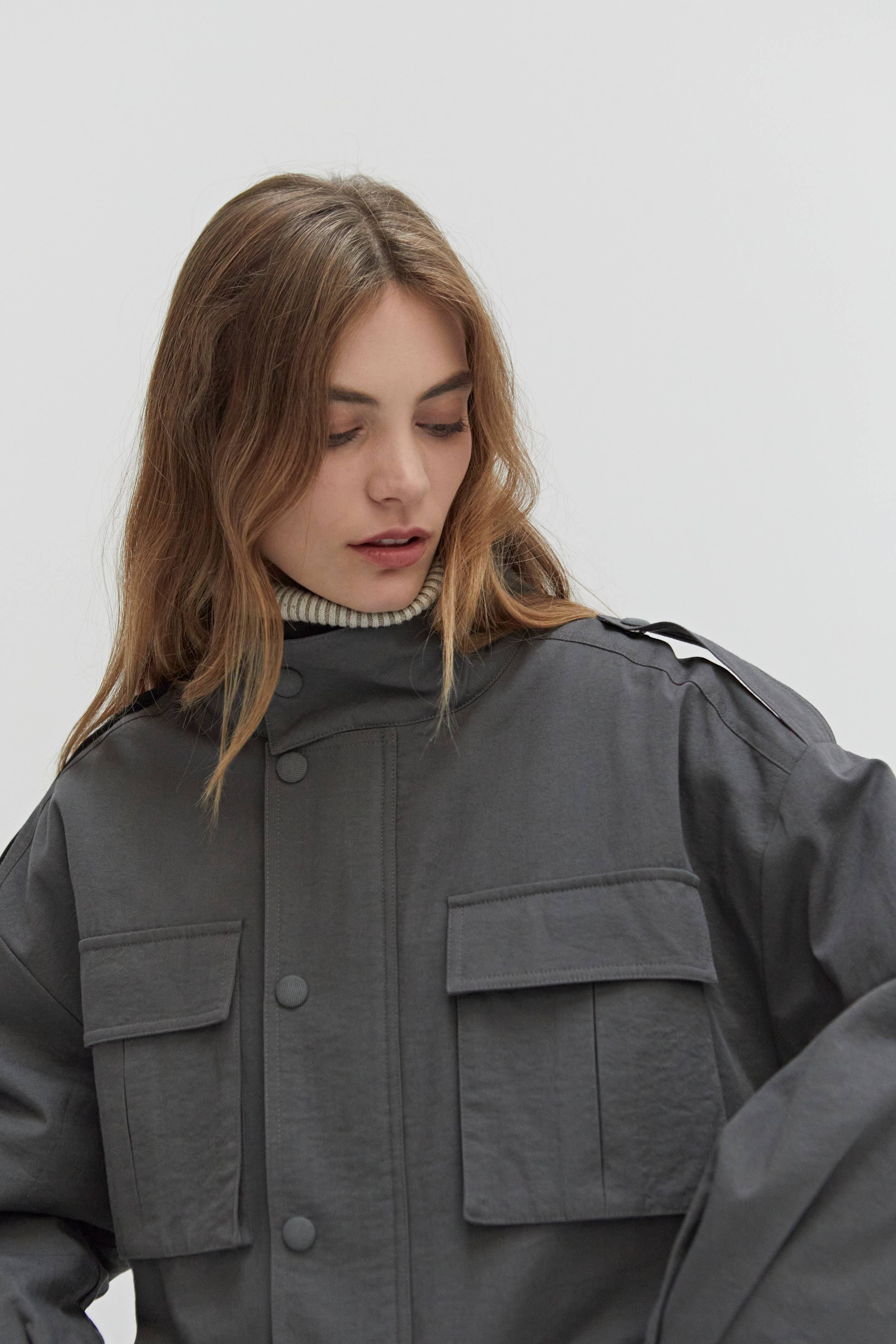 CHARCOAL CJ9215 - Jae Utility Jacket for wholesale on Faire1