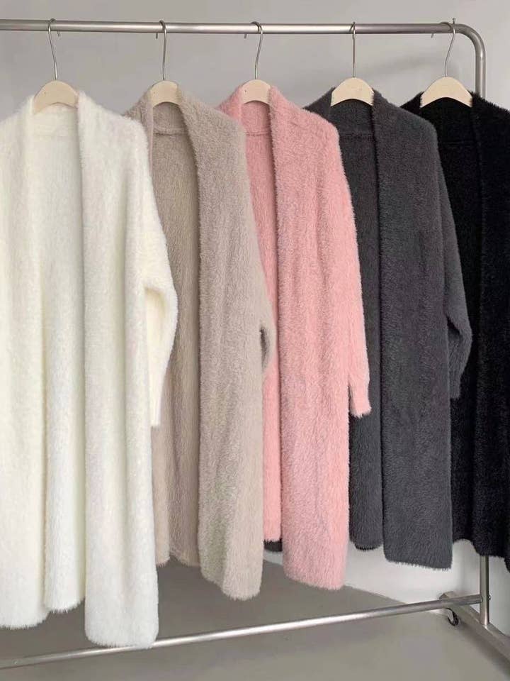 leisure loose fluffy Knit long Cardigan for wholesale by Rosa Clothing