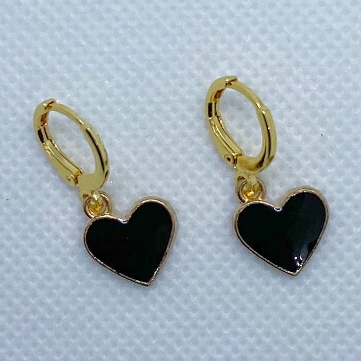 Brincos de coração preto por atacado de Trinkerbell Jewelry