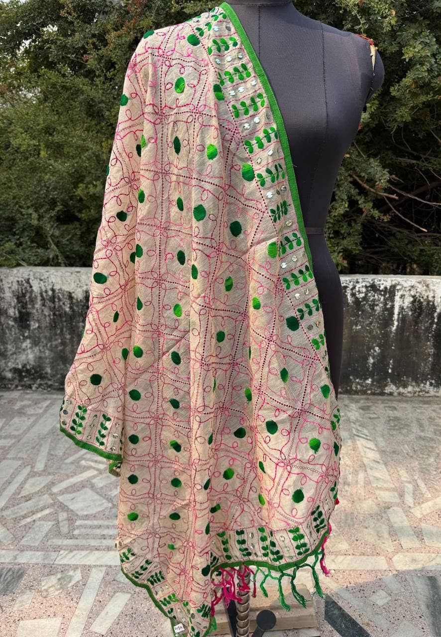 bhavnas boutique - Wholesale Wrap - Women's - Wrap Scarf Fancy Dupatta Floral Embroidery Phulkari Dupatta1