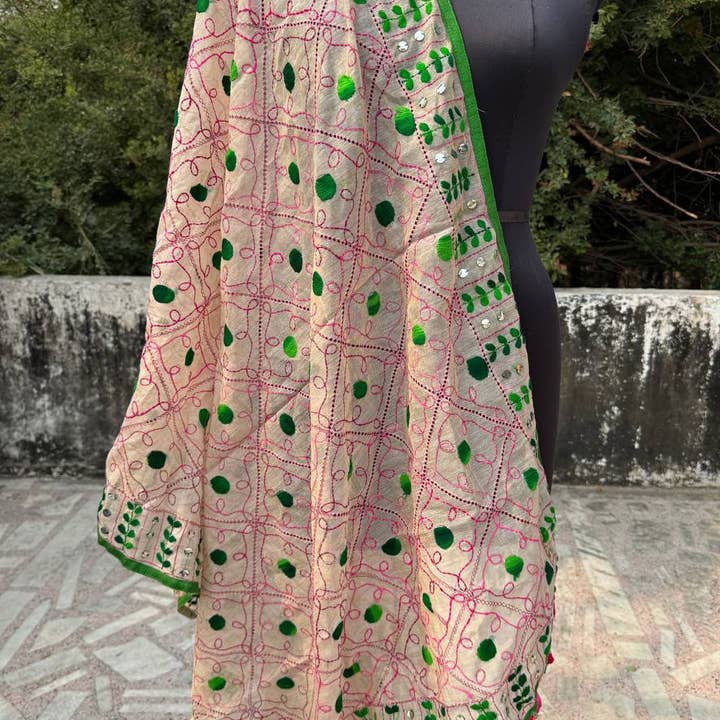 bhavnas boutique - Wholesale Wrap - Women's - Wrap Scarf Fancy Dupatta Floral Embroidery Phulkari Dupatta1