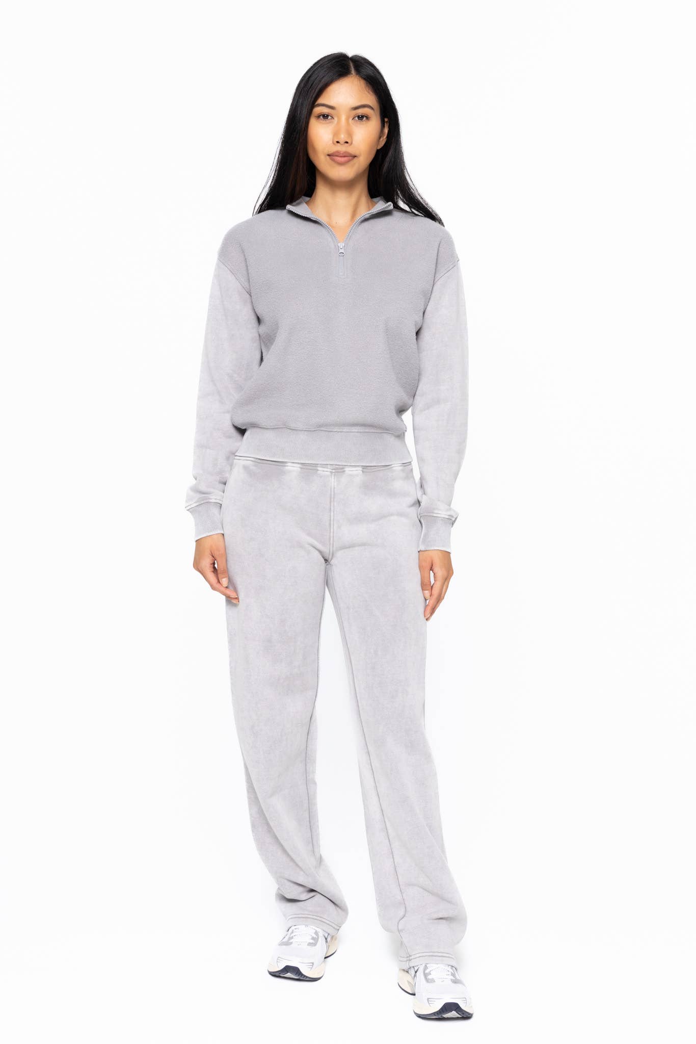 Mono B - Vente Sweat-shirt – femme - Pull à demi-fermeture éclair en polaire vintage11