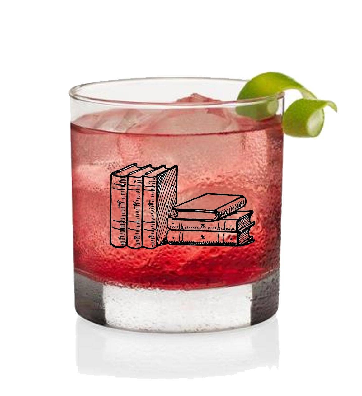 Fly Paper Products - Wholesale Cocktail/Liquor Glass - Stack of Books 11oz Glass Tumbler3