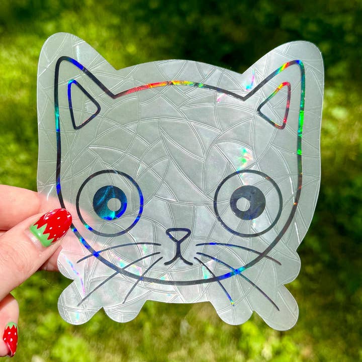 Cat Suncatcher Holographic Window Cling Rainbow Maker for wholesale by Hawburns Studio