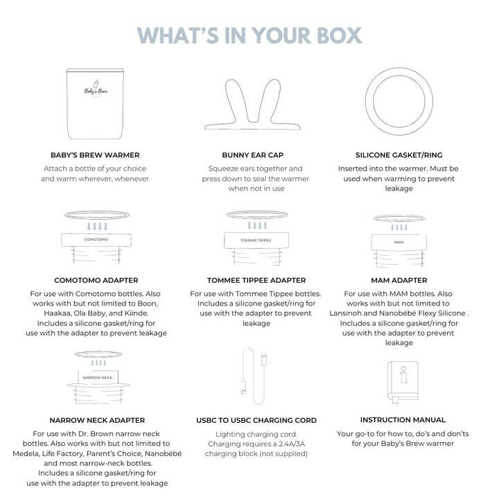 Baby's Brew - Wholesale Baby bottle - 3.0 Portable Bottle Warmer Adapter Set (Warmer + Four Adapters)1