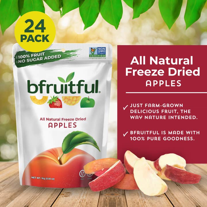 bfruitful - Wholesale Dried/Dehydrated Fruit - Freeze Dried Red Apples (24 Pack)2