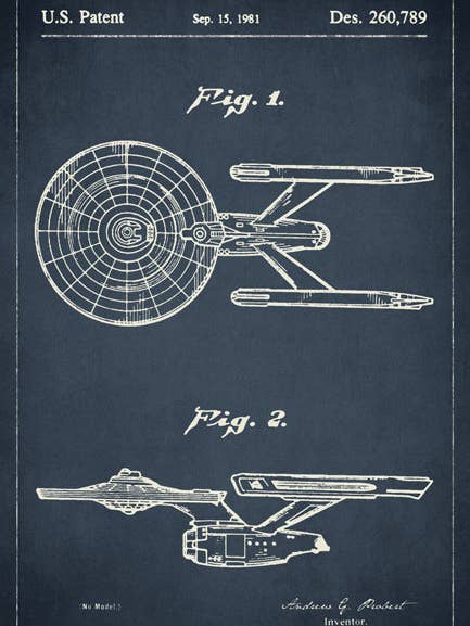 Star Trek Starship Enterprise Patent Art Poster Print for wholesale by Keep Calm Collection