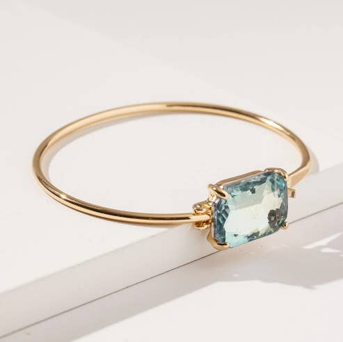 StarryNYC - Venta al por mayor Brazalete - Brazalete de metal rectangular con cristal de vidrio de alta calidad9