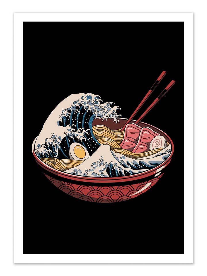 Kunstplakat - Den store ramenbølge Sort version - Vincent for engroshandel hos Wall Editions