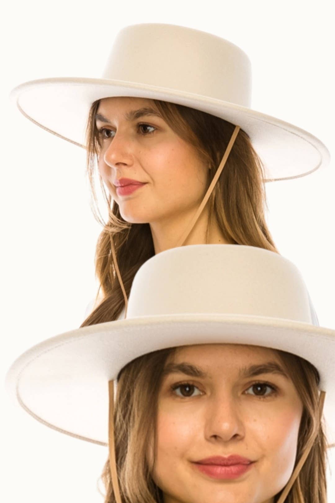 Olive & Pique - Wholesale Boater Hat - Women's - Wide Brim Bolero Boater Hat with Chin Cord, Vegan Felt2