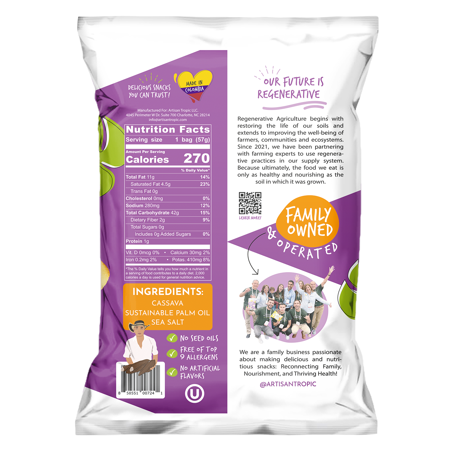 Artisan Tropic - Wholesale Chips - 2 oz Cassava Strips: Sea Salt6