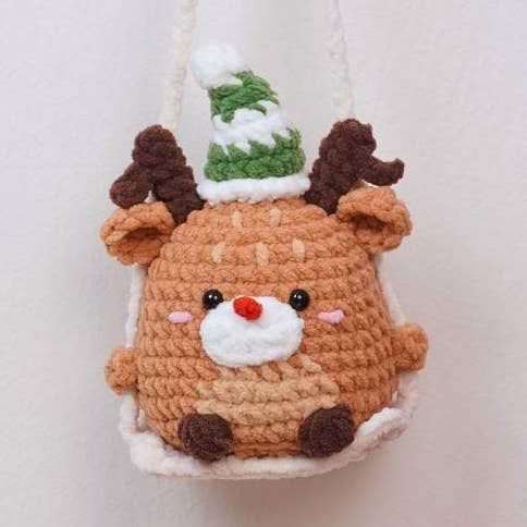 Reindeer On Swing On Swing Car Hanging Crochet for wholesale by TOMOPOD LLC
