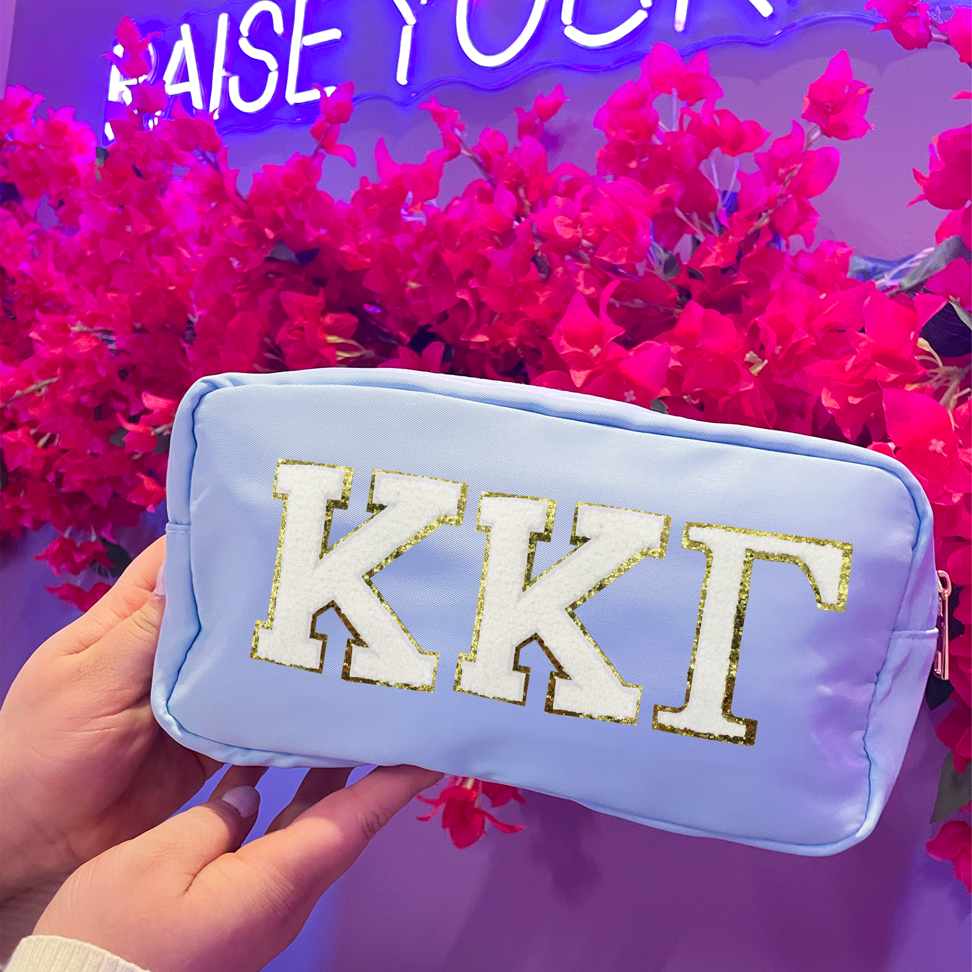 The Crafty Engineer - Wholesale Makeup/Cosmetic Bag - Sorority Nylon Glitter Greek Letter Patch Travel Bag8