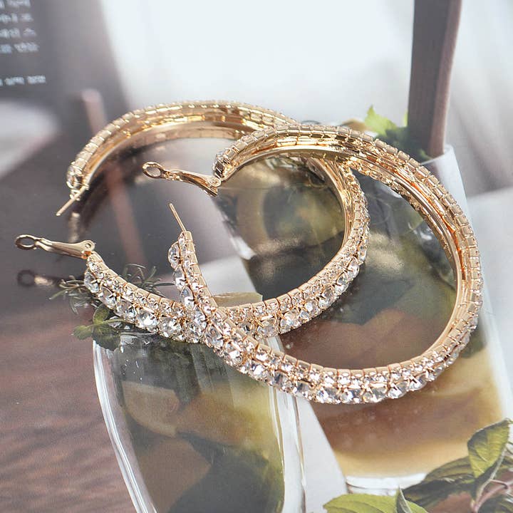 3AM BY H&D ACCESSORIES - Wholesale Hoop Earrings - Multi Rhinestone 60mm Hoop Earring3