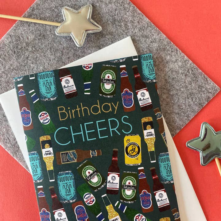 Katsillustration – wholesale Birthday card – Cheers with Beers Birthday Card1