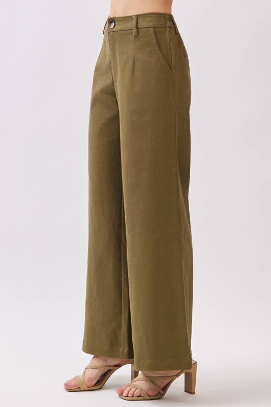 Final Touch - Vendita all'ingrosso Pantalone - Donna - Pantaloni a Gamba Larga in Twill Elasticizzato con Tasche Applicate - VP70303B1