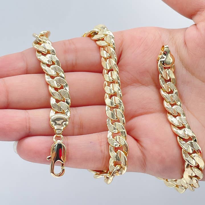 Milie - Wholesale Link & Chain Necklace - 18k GF Thick Carved Cuban Link Chain 9.5mm Necklace2