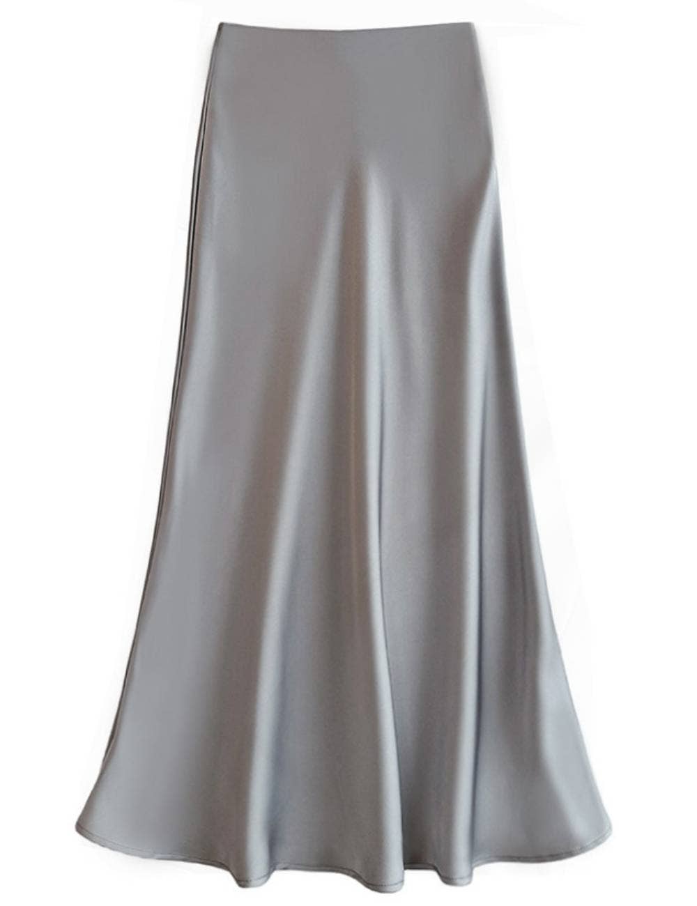 Sweetkama - Wholesale Skirt - Women's - Ladies Satin Elastic Wait Pearlescent Midi Skirt SKS5045319