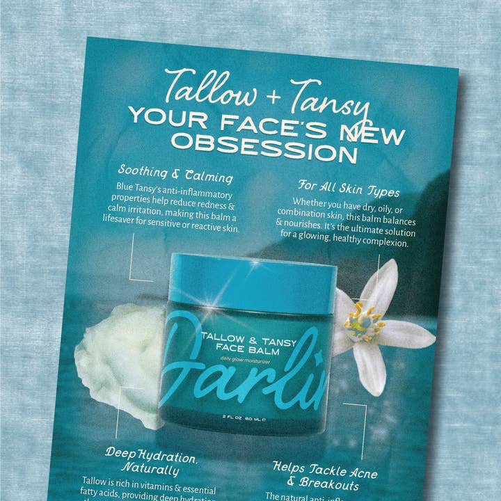 Darlin' Skincare - Wholesale Facial Moisturizer - Tallow Face Balm | Natural Blue Tansy Skincare Moisturizer