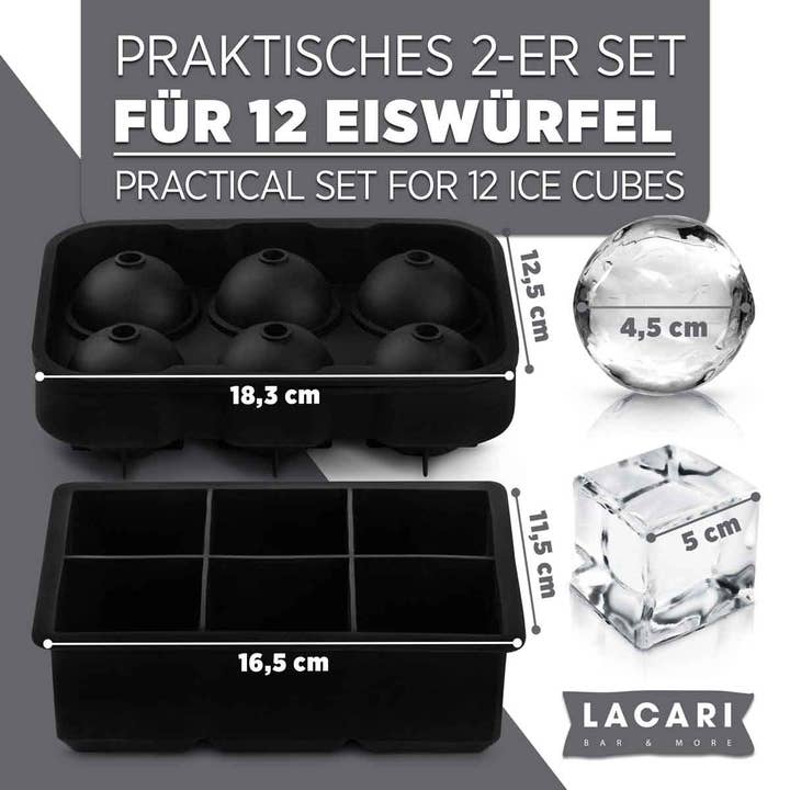 Lacari Cheers Club - Wholesale Ice Tray/Mold - Large ice cube tray: XXL mold for round & square ice cubes1