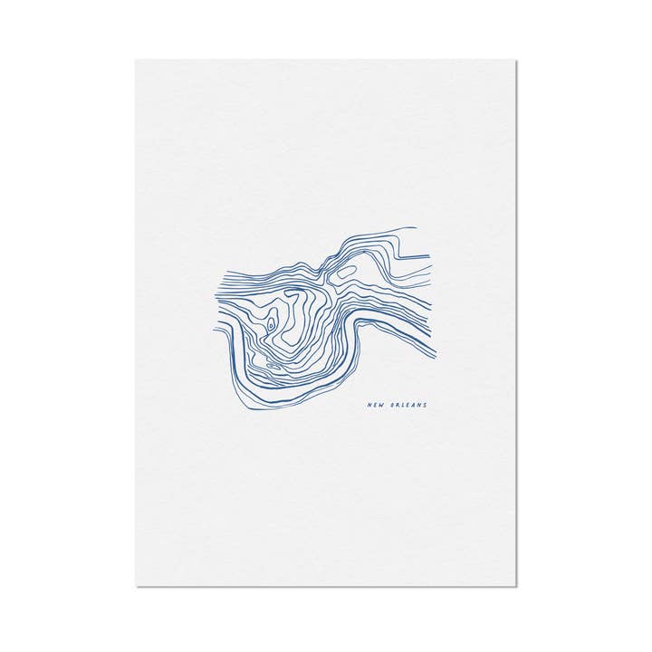 New Orleans Topography Map Mini Contour Art Print for wholesale by Statement Goods