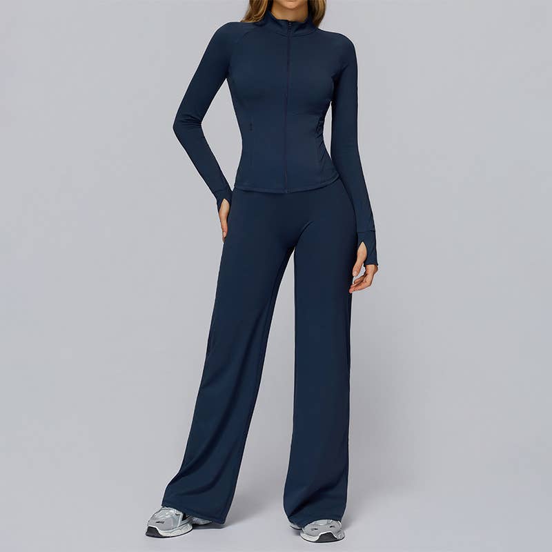 WONDERXFANS - Vente Ensemble de sport – femme - Veste de sport à séchage rapide+Pantalon de survêtement taille haute3